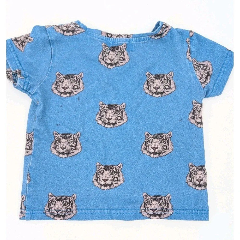 Lola and the Boys T Shirt Short Set Boys Size 2t Blue Tiger Outfit